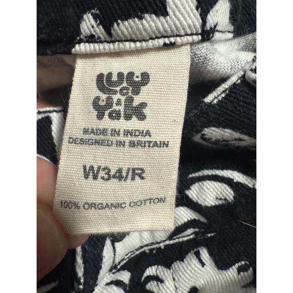 Lucy & Yak Organic Cotton Floral Pants – W34/R – Black & White – Relaxed Fit - Picture 5 of 5